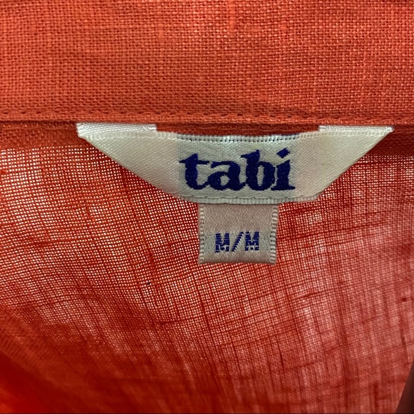 Tabi Boho Linen Shirt Tunic Women’s Size Medium Burnt Orange - Picture 4 of 10